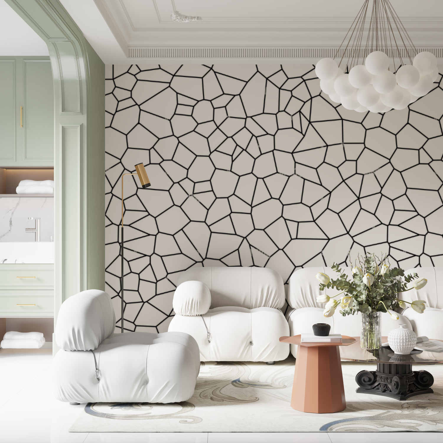 Zwart en wit geometrisch behang