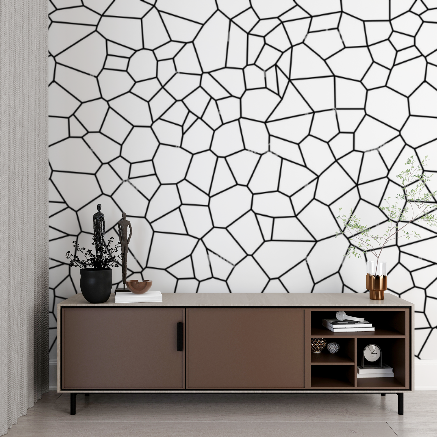 Zwart en wit geometrisch behang