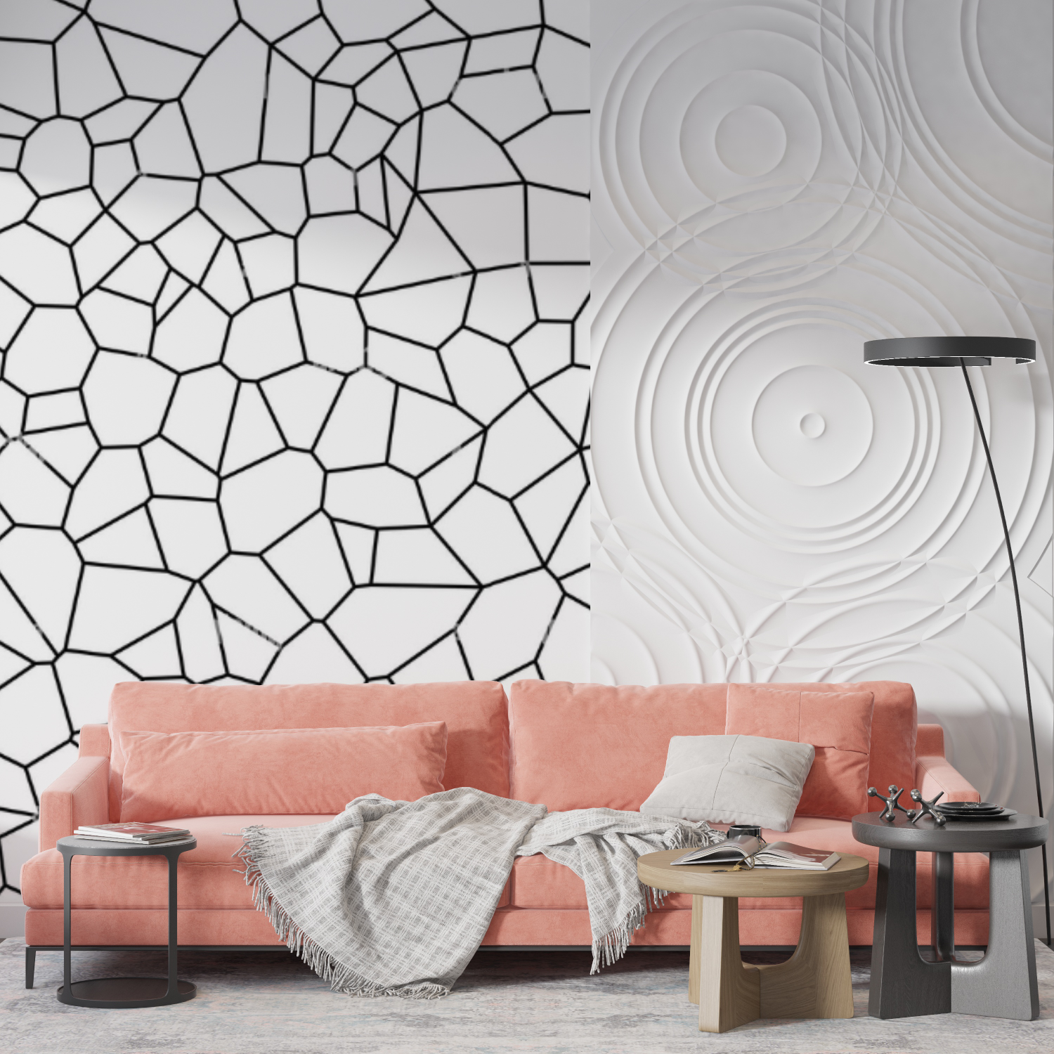 Zwart en wit geometrisch behang