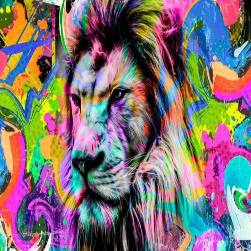 Papier Peint Graffiti  Colful Lion - Second Image