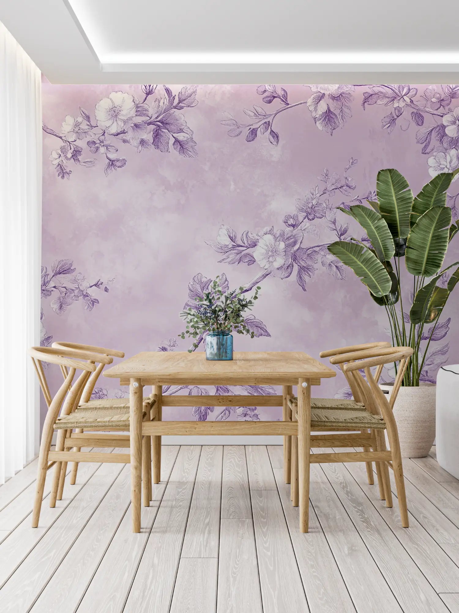 Papier Peint Lilas Mauve - trompe l'oeil