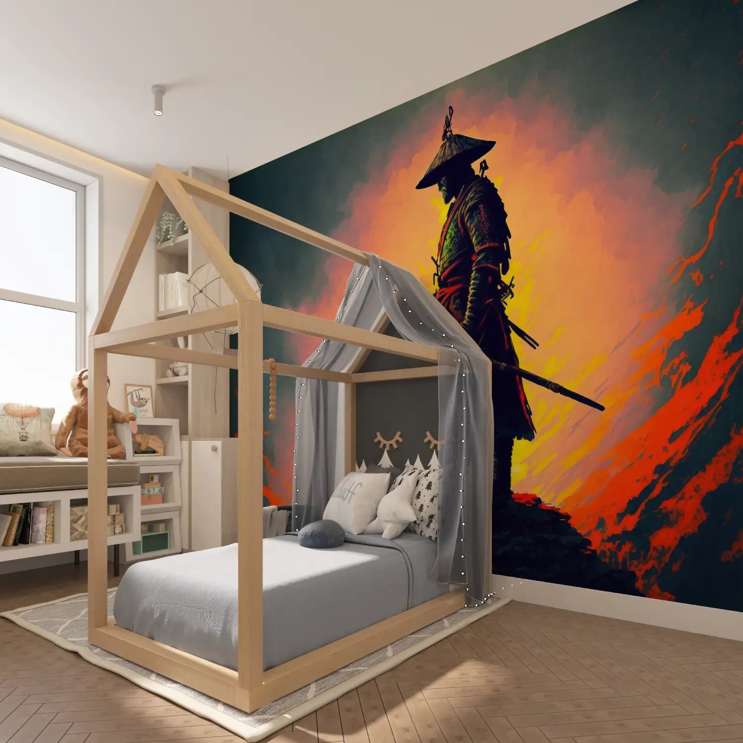 Papier Peint Lueur Orange Samourai - chambre spiderman