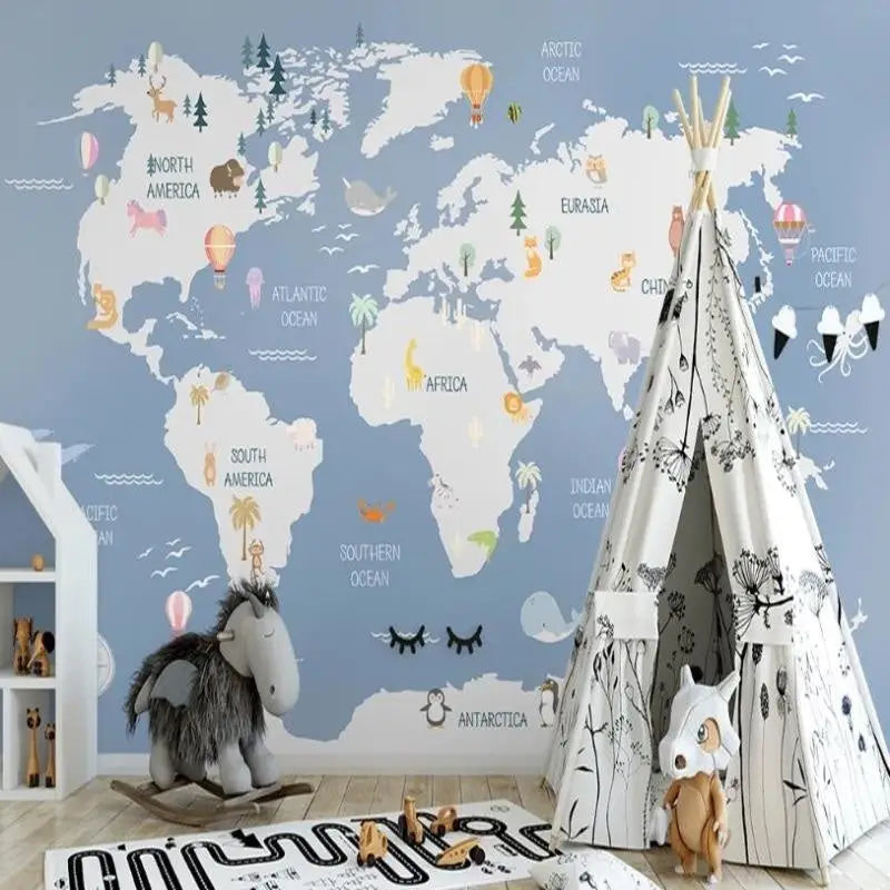 Papier Peint Mappemonde sur Mesure