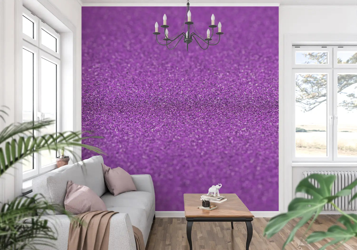 Papier Peint Mauve Pailleté - panoramique tendance