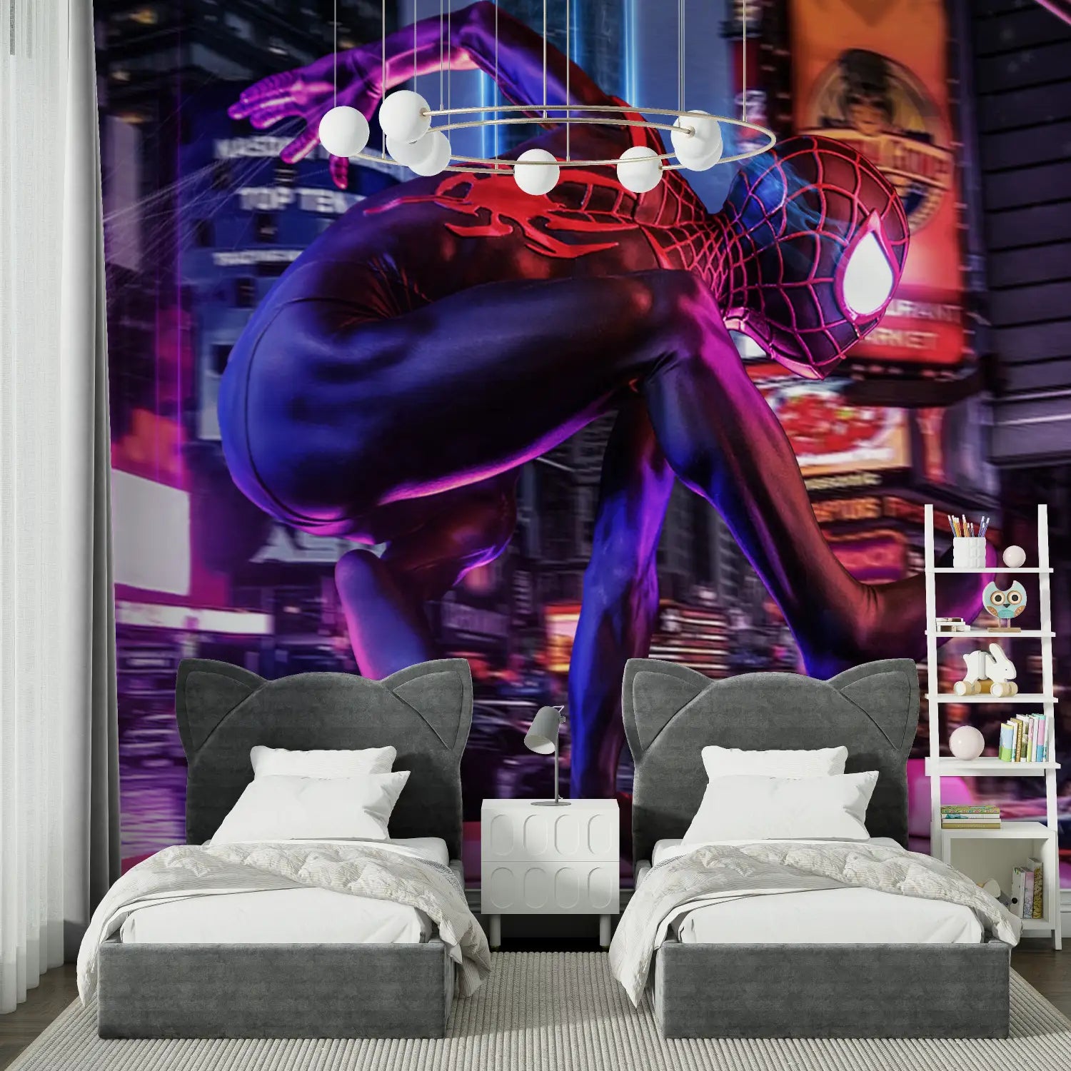 Papier Peint Miles Morales Noir - tapisserie hero