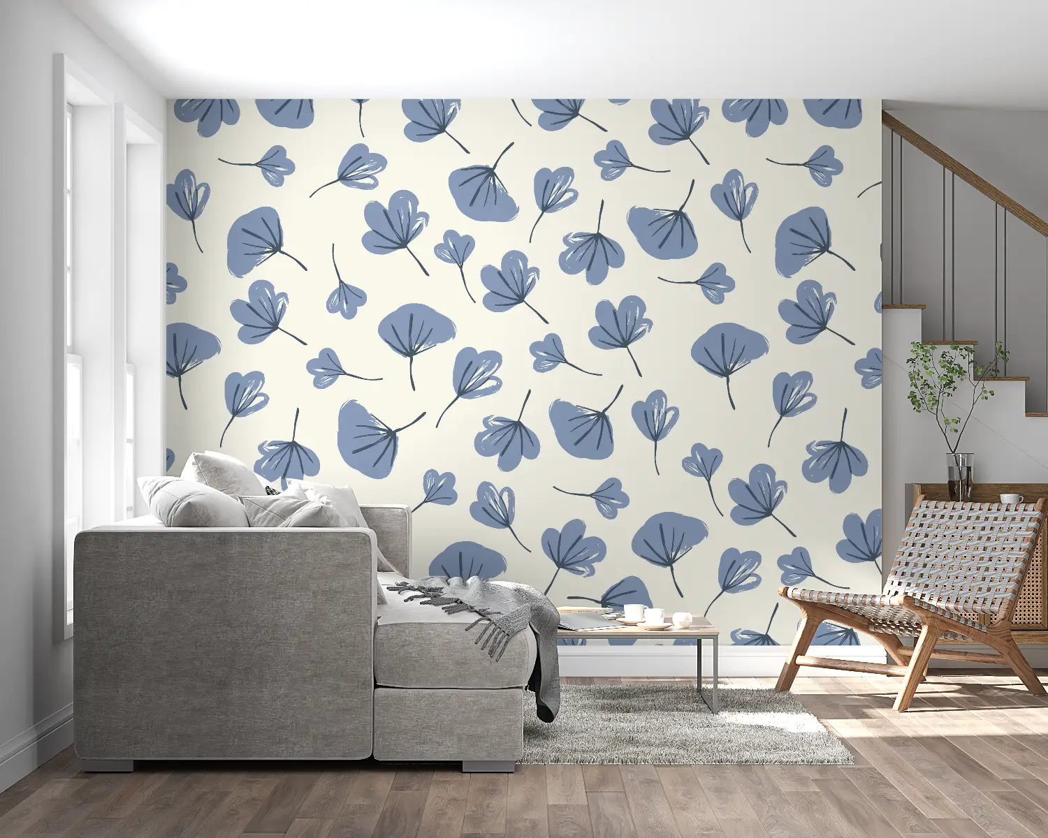 Papier Peint Motif Bleu - salon