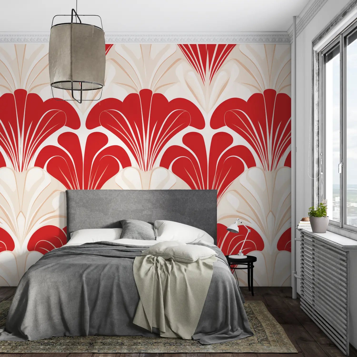 Red Patterned Wallpaper - Second Image