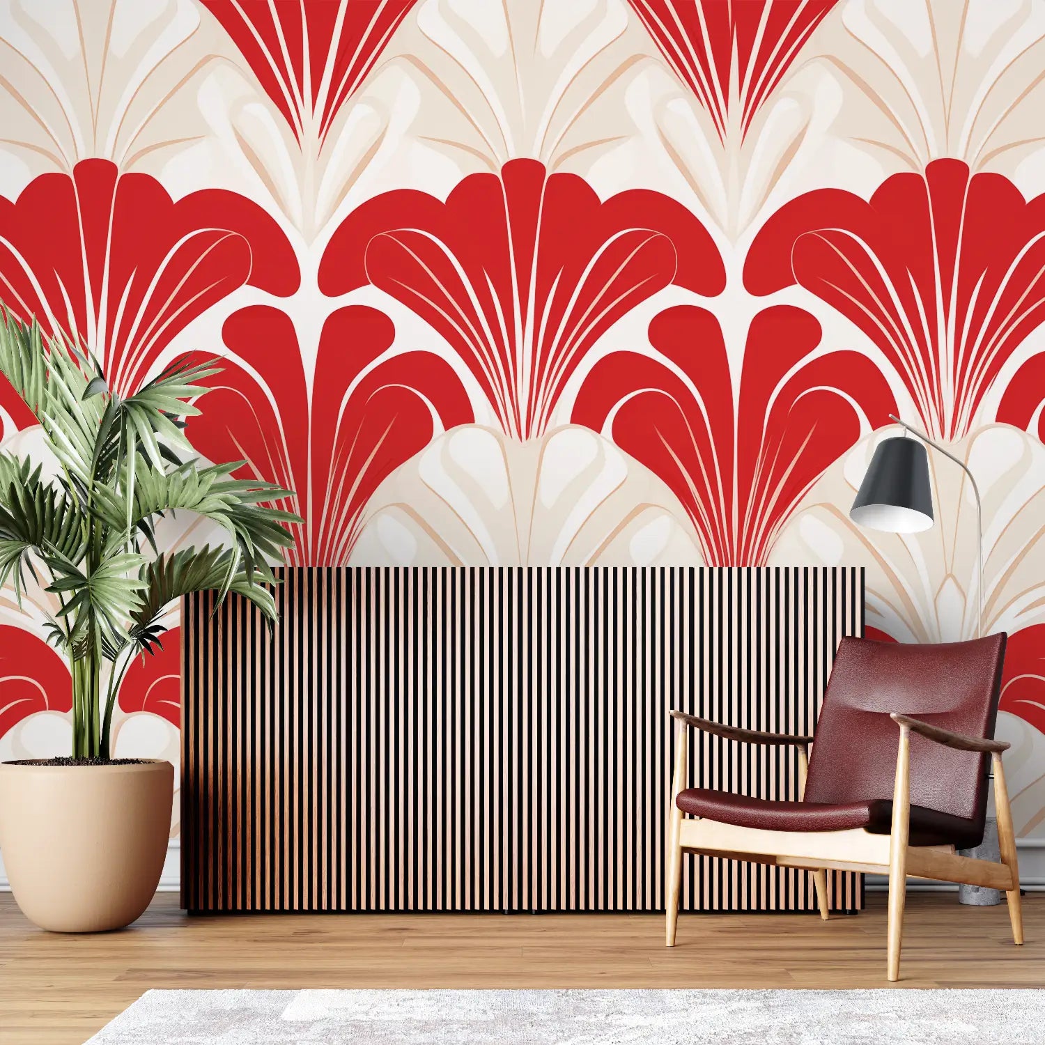 Red Patterned Wallpaper - Second Image