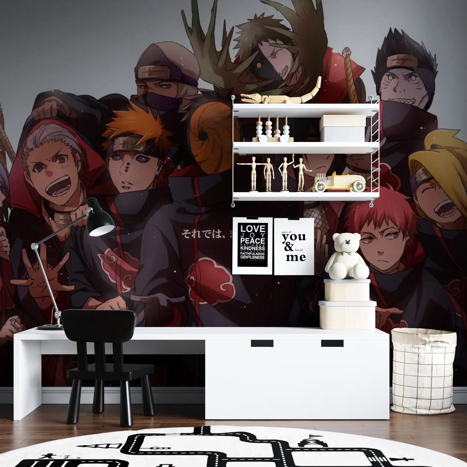 Papier Peint Naruto Blanc - chambre garçon lit