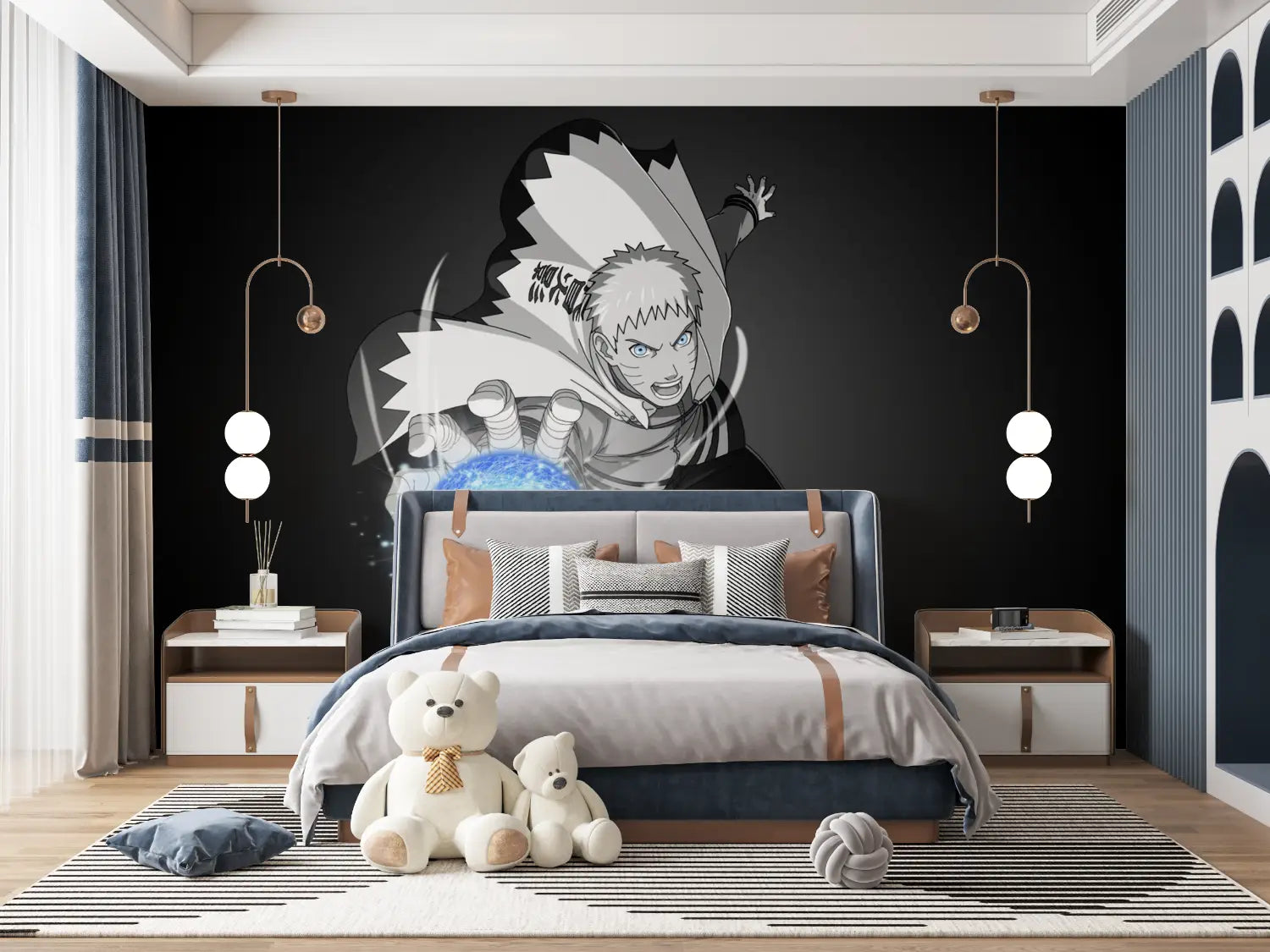 Papier Peint Naruto Noir et Doré - mur panoramique