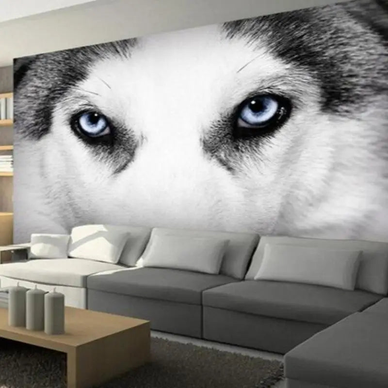 Zwart en wit Husky behang - Second Image