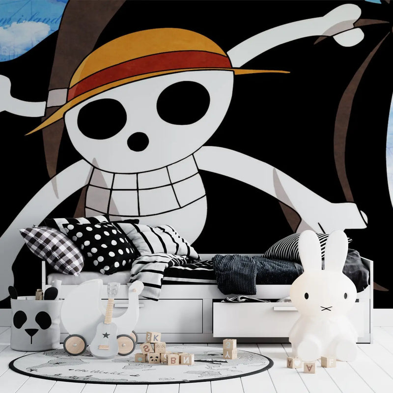 Papier Peint One Piece Drapeau Pirate - pano anime