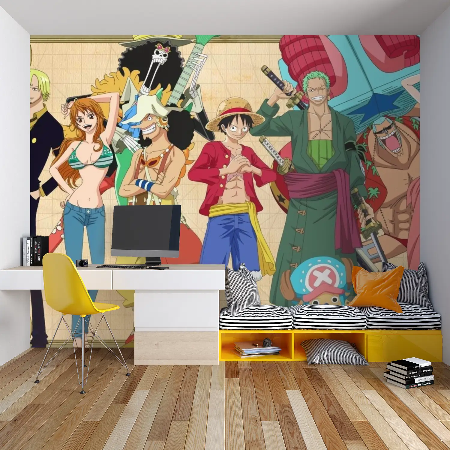 Papier Peint One Piece Équipage Du Chapeau De Paille - chambre garçon lit