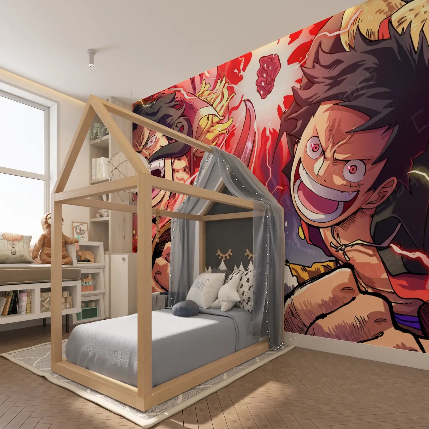 Papier Peint One Piece Pirates De Roger - chambre garçon lit