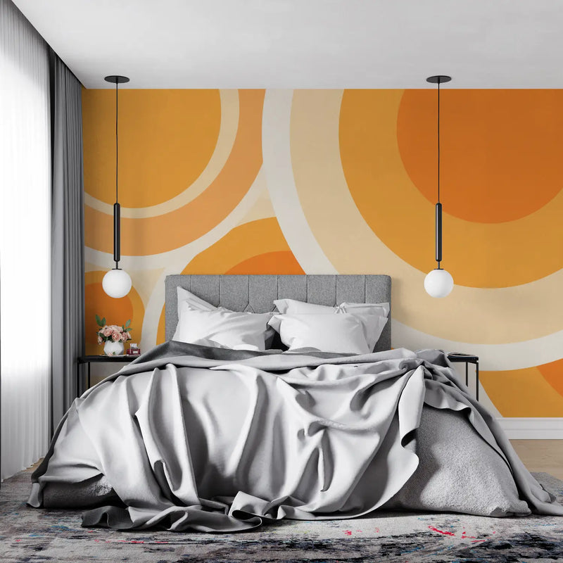 Papier Peint Orange Rond Vintage - mur cuisine