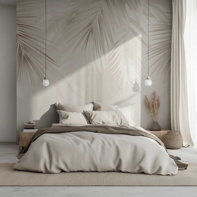 Papier Peint Palmier Beige