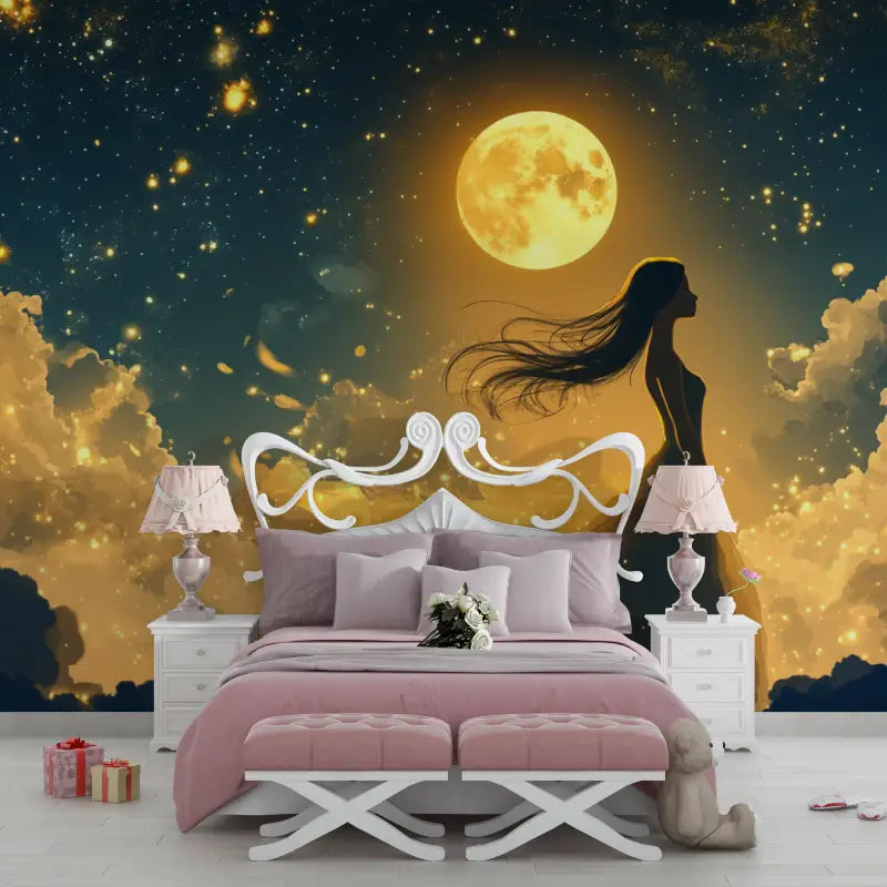 Papier peint princesse sous les etoiles chambre filles