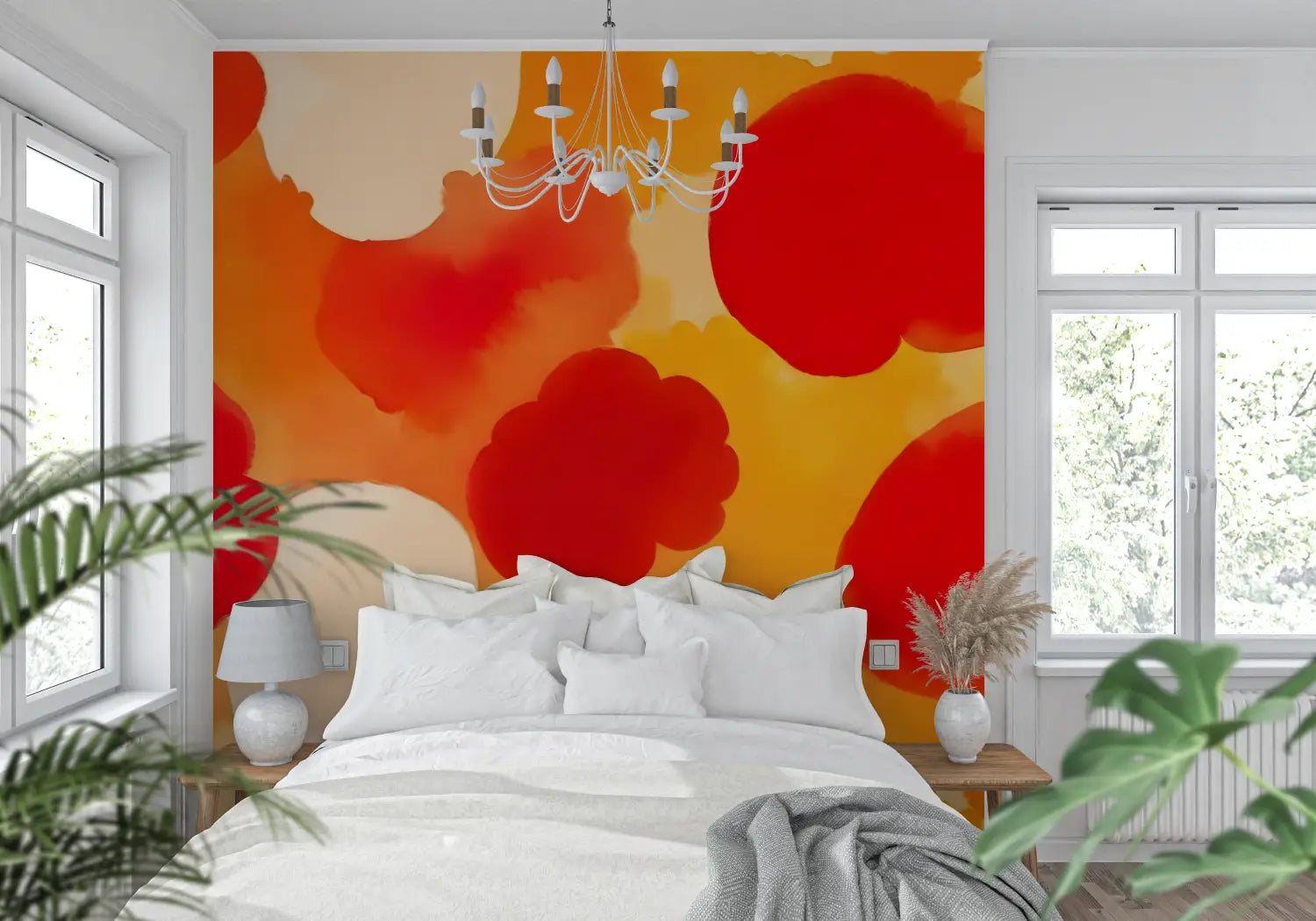 Papier Peint Rouge Orange - tendance mur