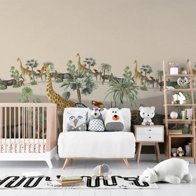 Papier peint Safari pour bébé - chambre de bebe