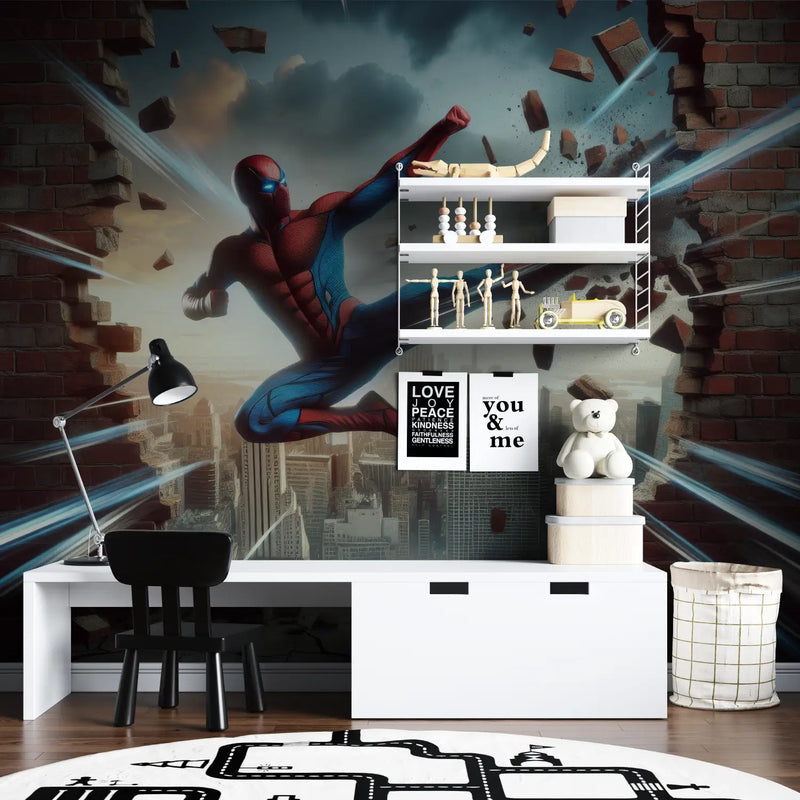 Papier Peint Spiderman 3D - tapisserie garçon