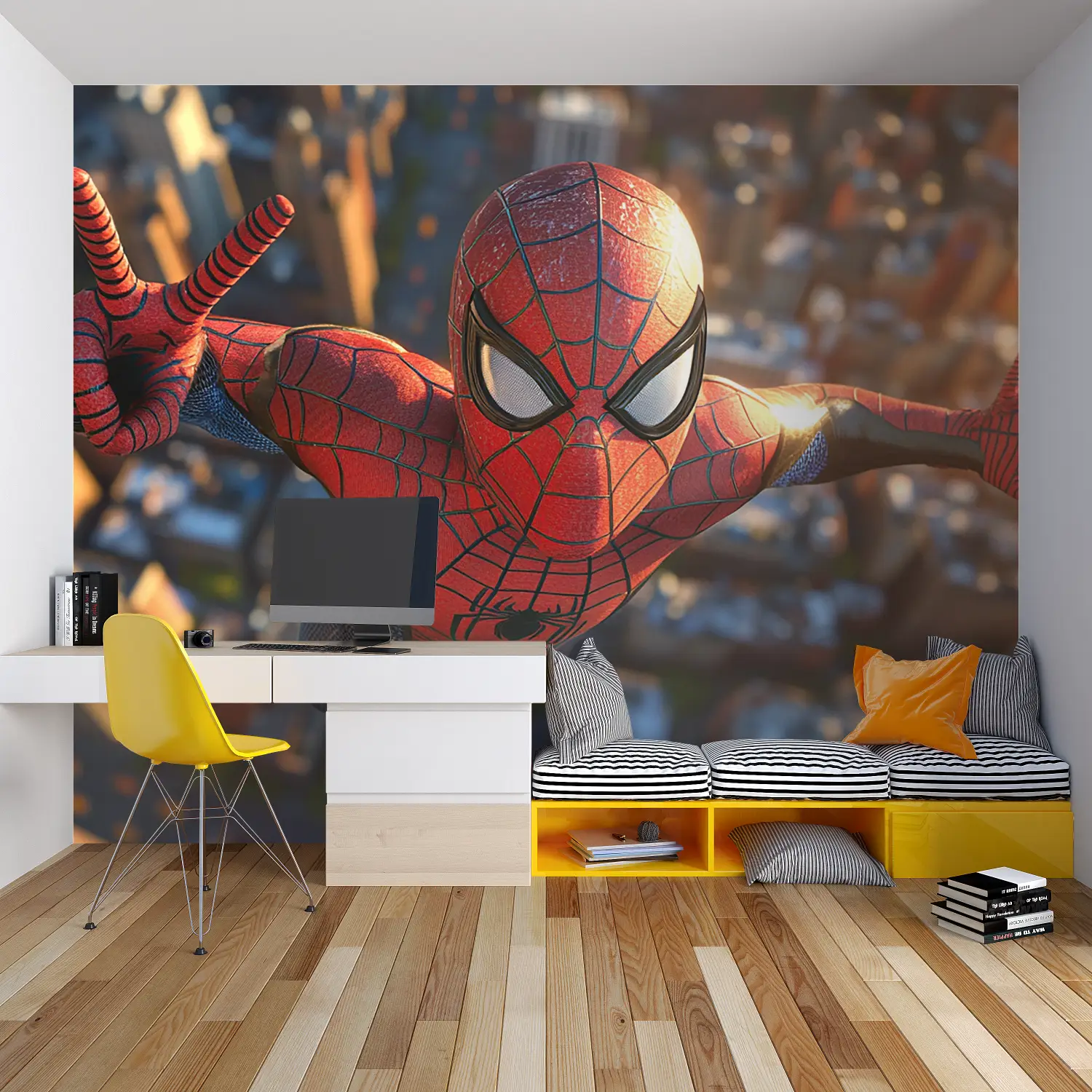 Papier Peint Spiderman Trompe l'Oeil - tapisserie garçon