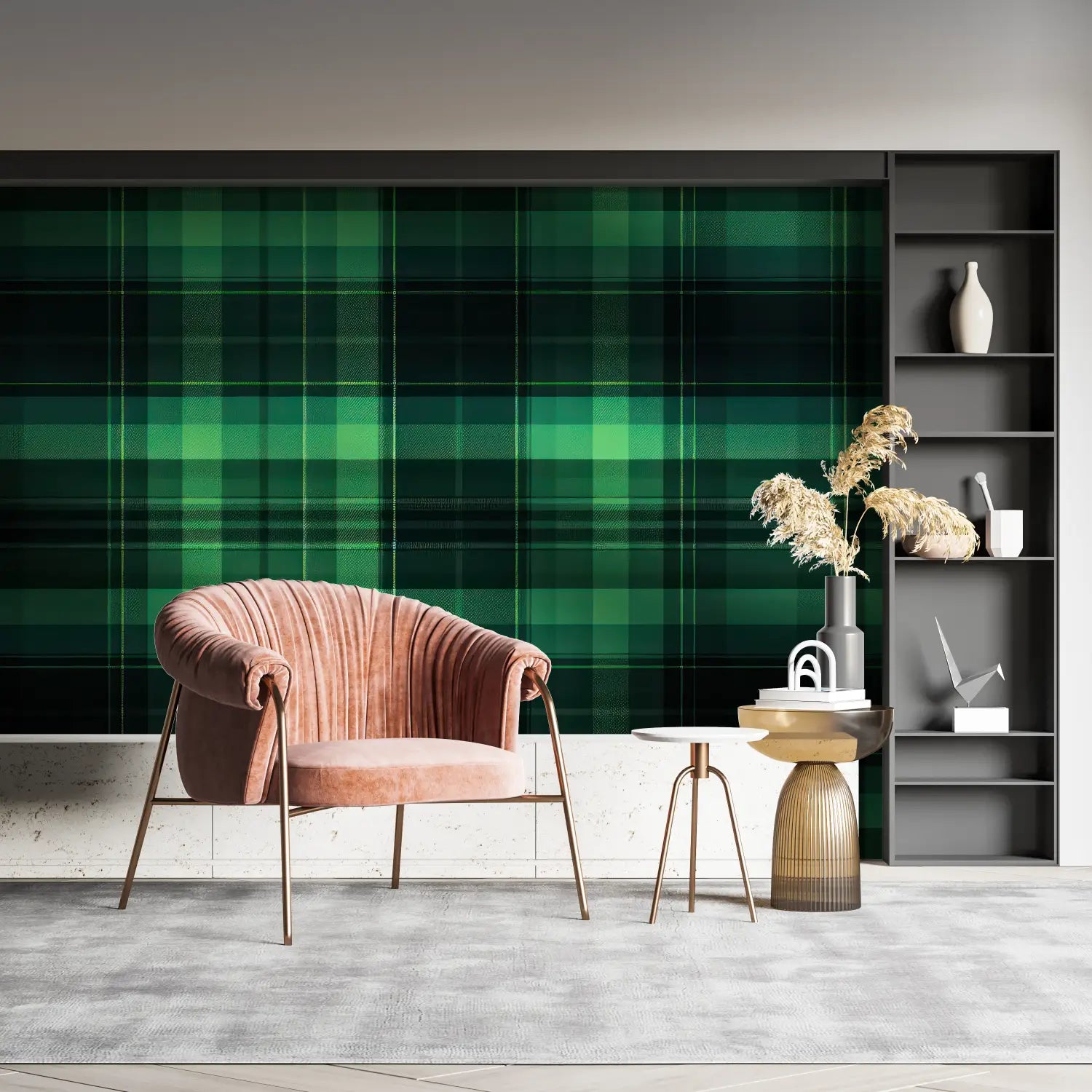 Papier Peint Tartan Vert - mural