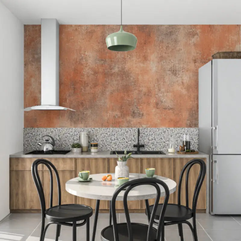 Papier peint terracotta texture lin mur cuisine