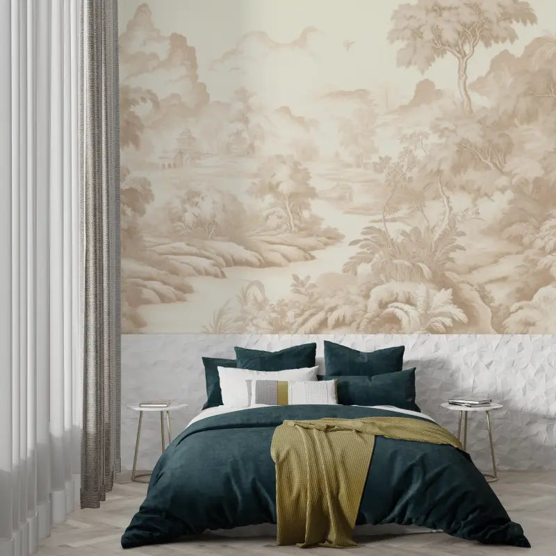 Toile De Jouy Beige Tapete - Second Image