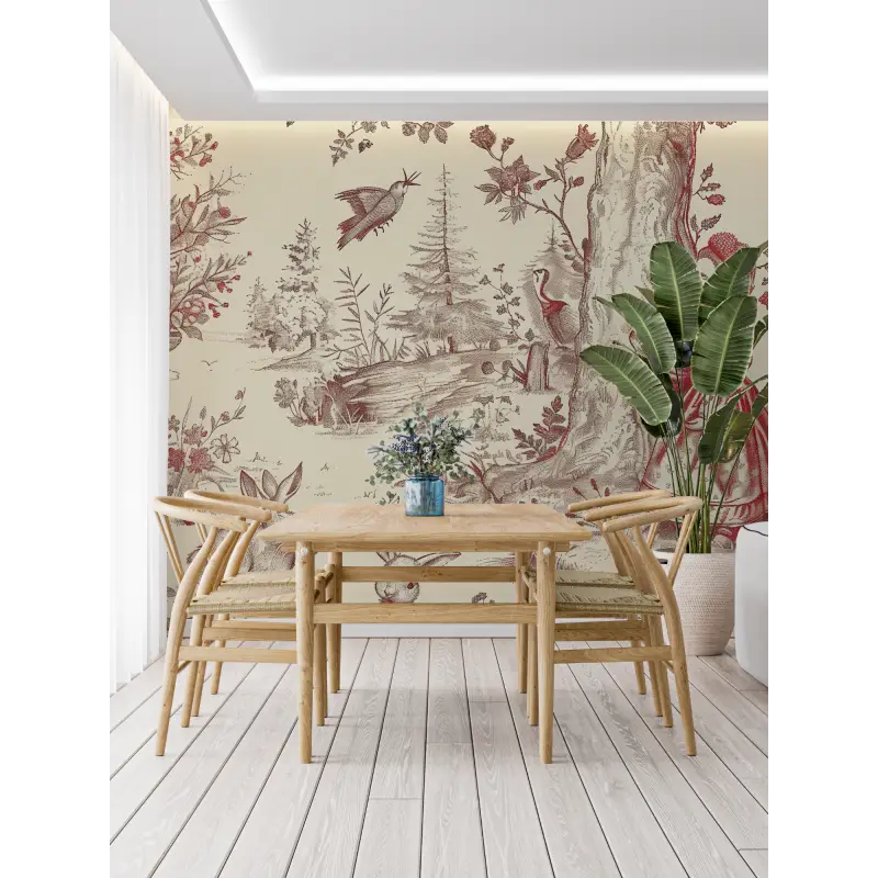 Papier Peint Toile De Jouy Chambre Enfant - trompe l'oeil