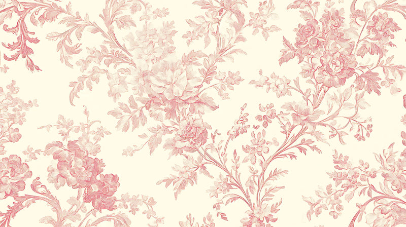 Papier Peint Toile De Jouy Fleurs Rouge