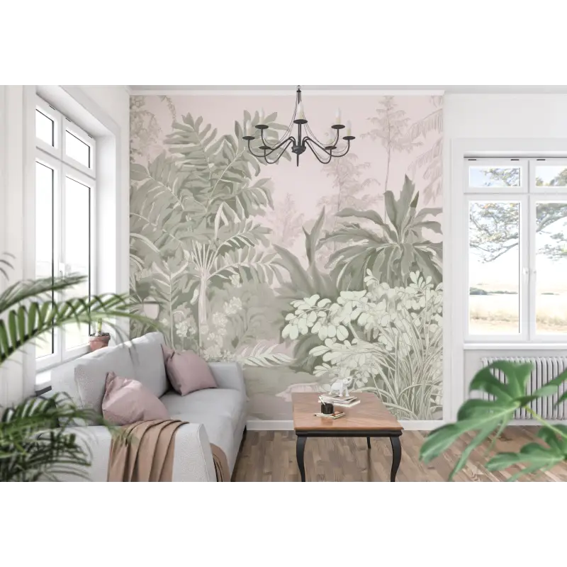 Toile De Jouy Jungle Roze Behang - Second Image