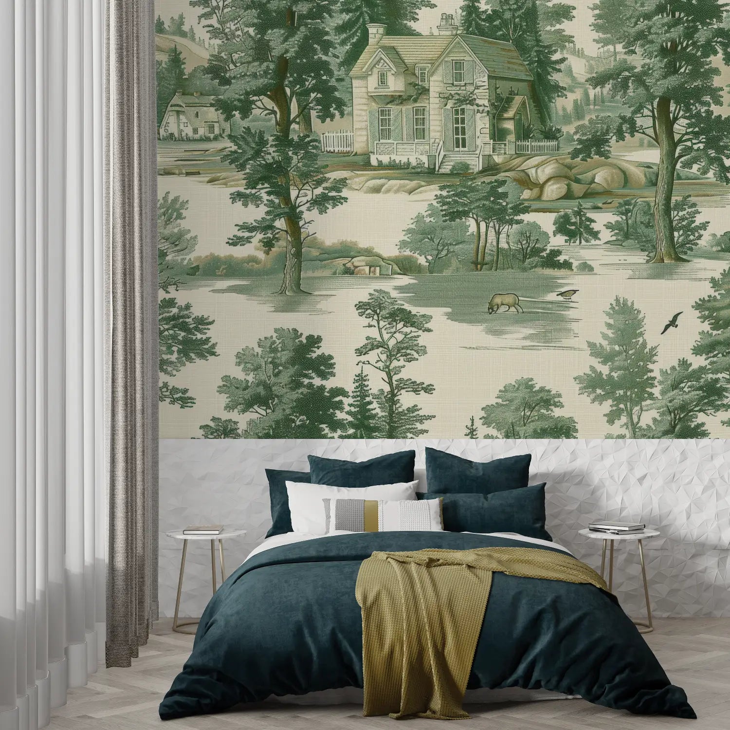 Toile De Jouy Groen Landschapsbehang - Second Image