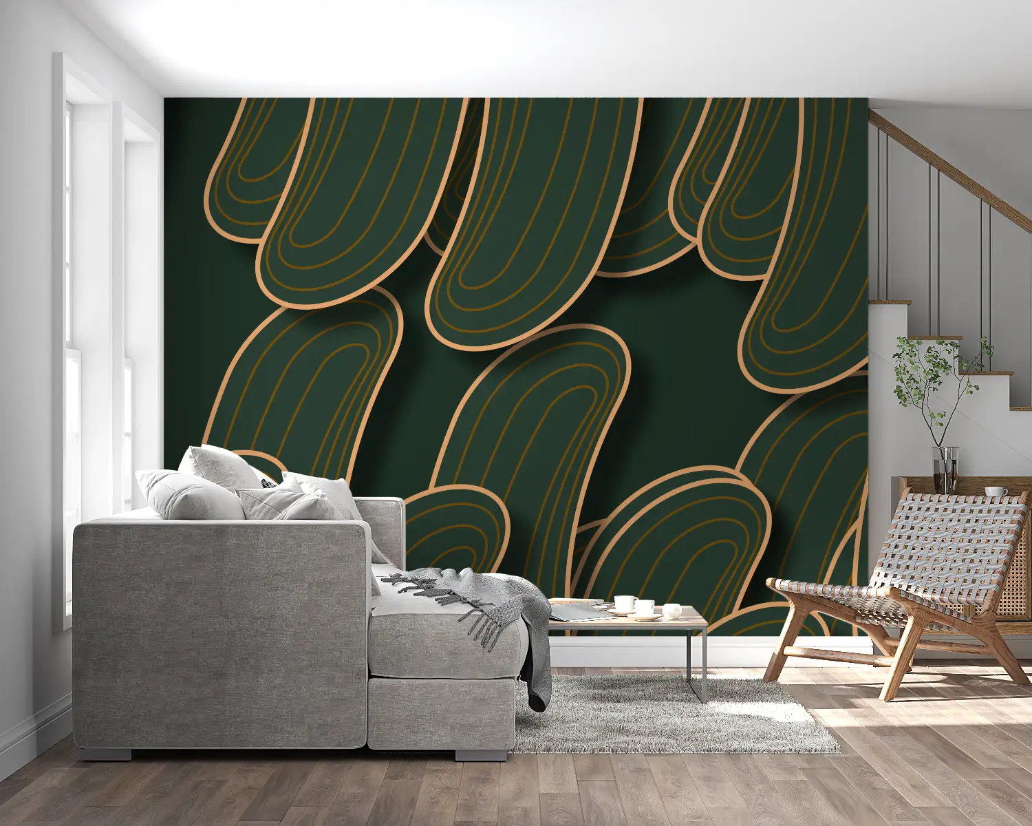 Papier Peint Vert Or - chambre adulte