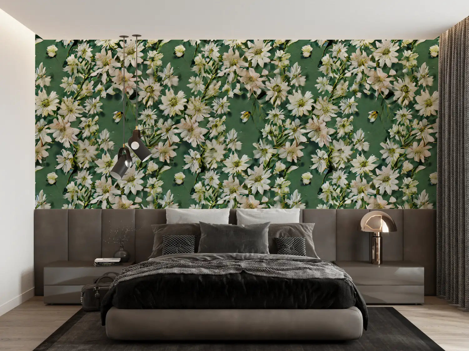 Papier Peint Vert Vintage - trompe l'oeil