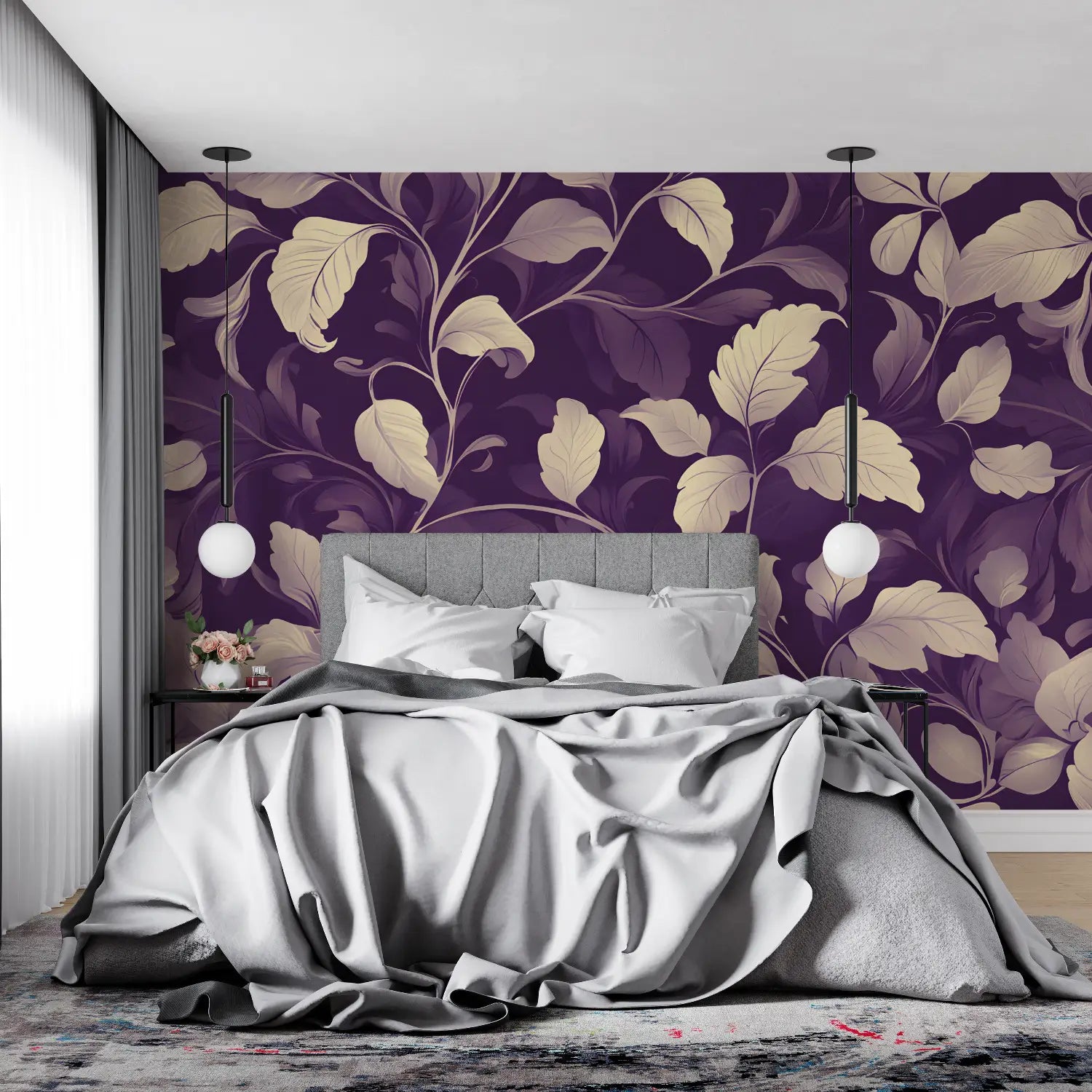 Purple Flower Pattern Wallpaper - Second Image