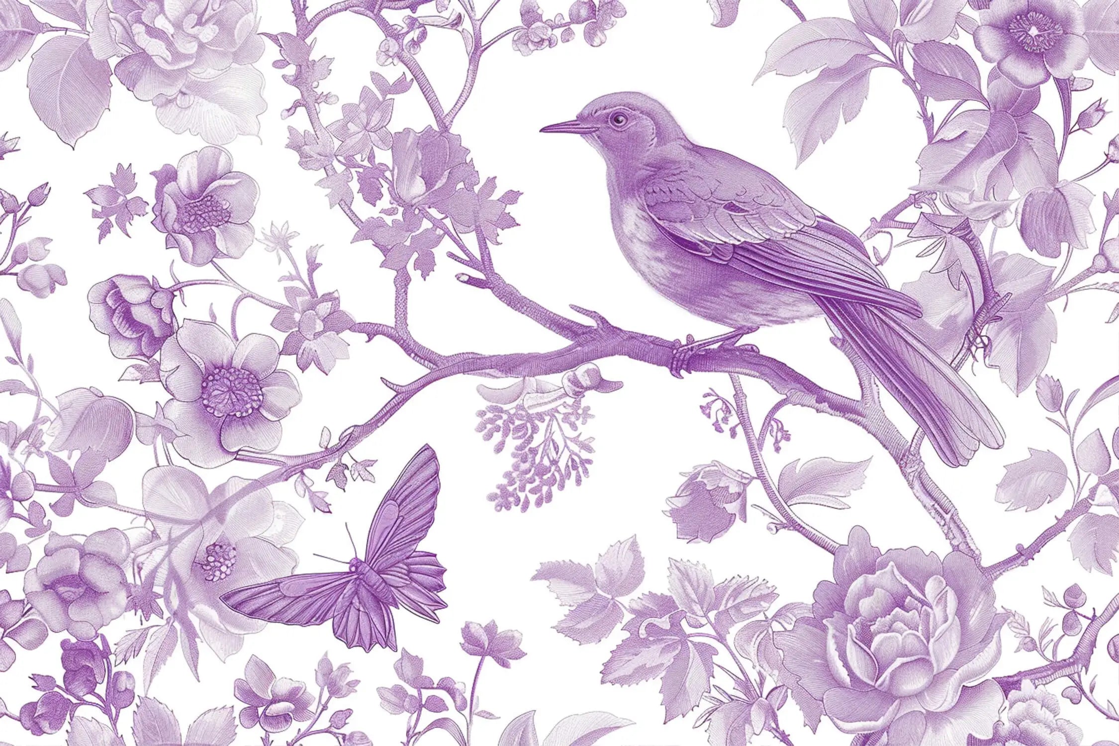 Papier Peint Violet Oiseau