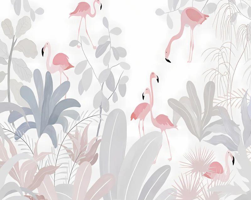 Pastel baby roze flamingo behang